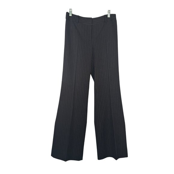 Alfani Pinstripe Wide Leg Black Trousers Size 6 Polyester Blend Stretch - Picture 1 of 7
